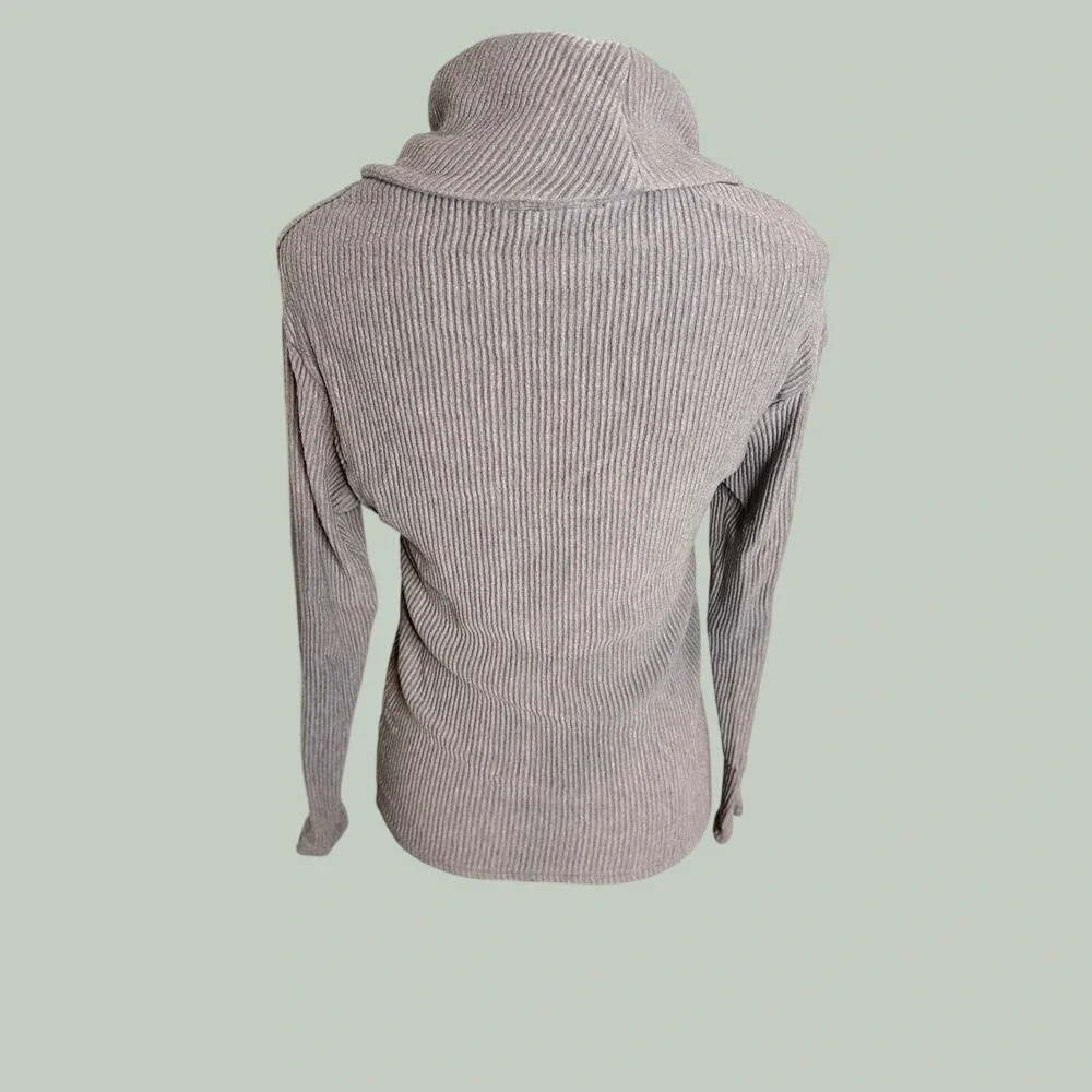 Rachel Zoe Cowl Neck Sweater Womens Small Taupe Ribbed‎ Knit Long Sleeve Top